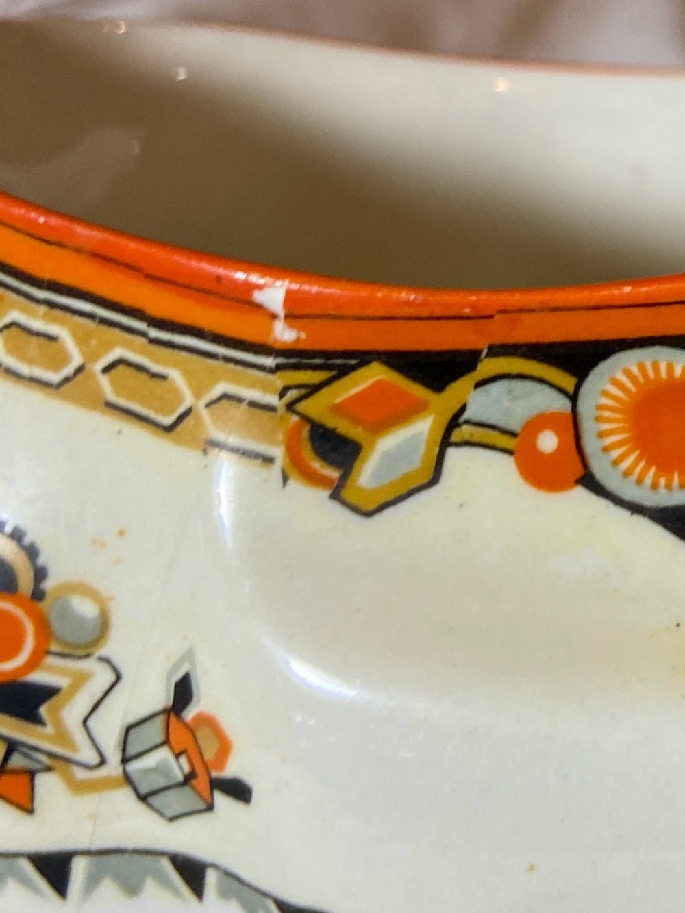 Vintage Porcelain Gravy Boat Orange and Black Halloween Decor - Picture 7 of 9